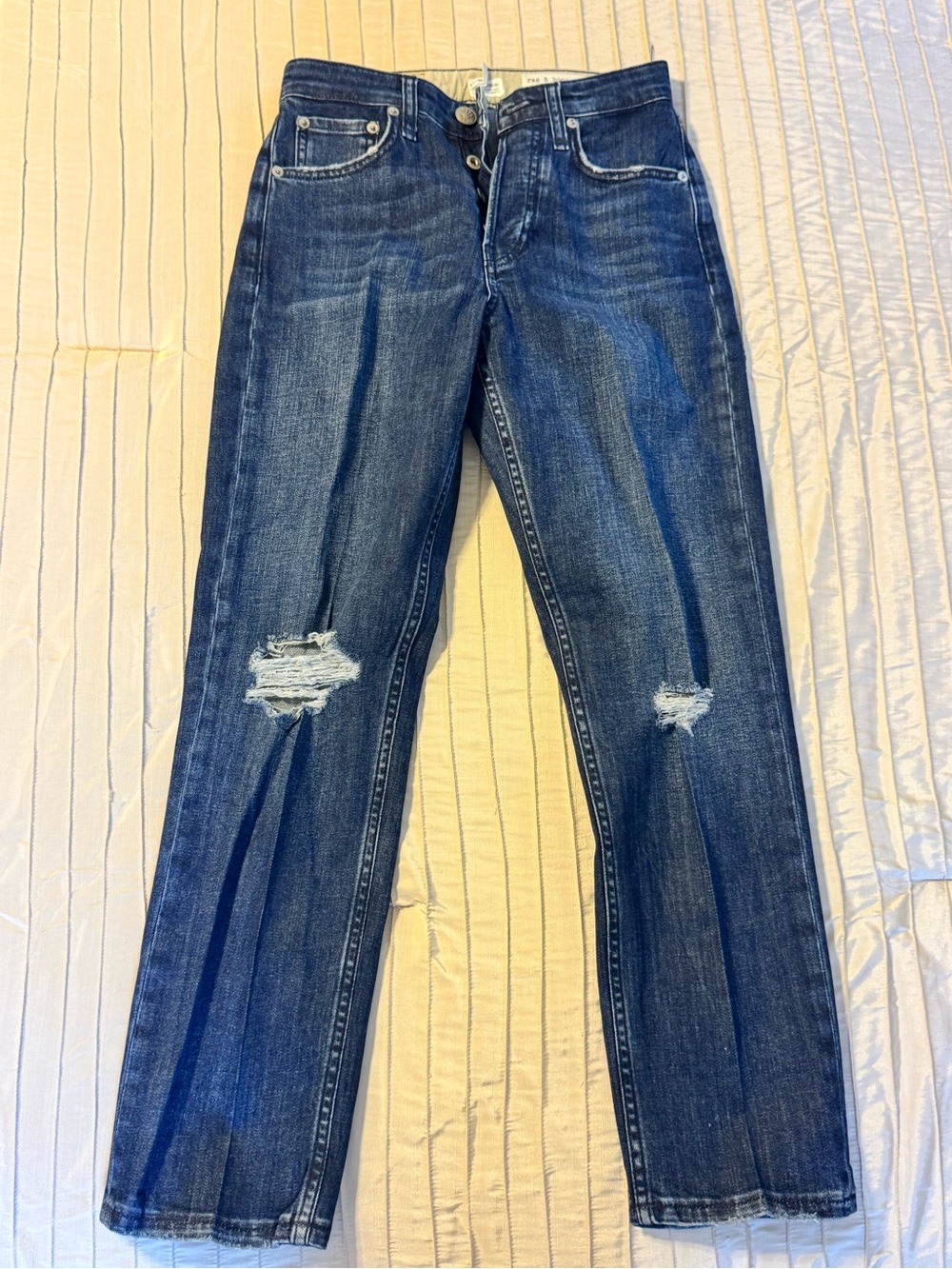 rag & bone Maya ankle Distressed Midnight Blue High-Rise Jeans